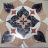 Marble Kaleidoscope Tile Design:  This is a 3'x3' geometric design using 5 marble colors.  Perfect for a coffee table top or entry design.  AVAILABLE ITEM.  Price $975.  Price includes duplicate cut of surrounding tile if needed.   